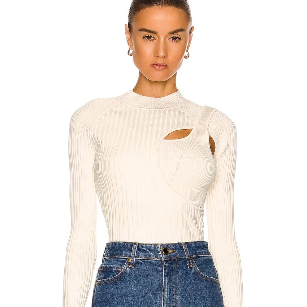 Jonathan Simkhai Vivianne Top in Ivory - Size XS